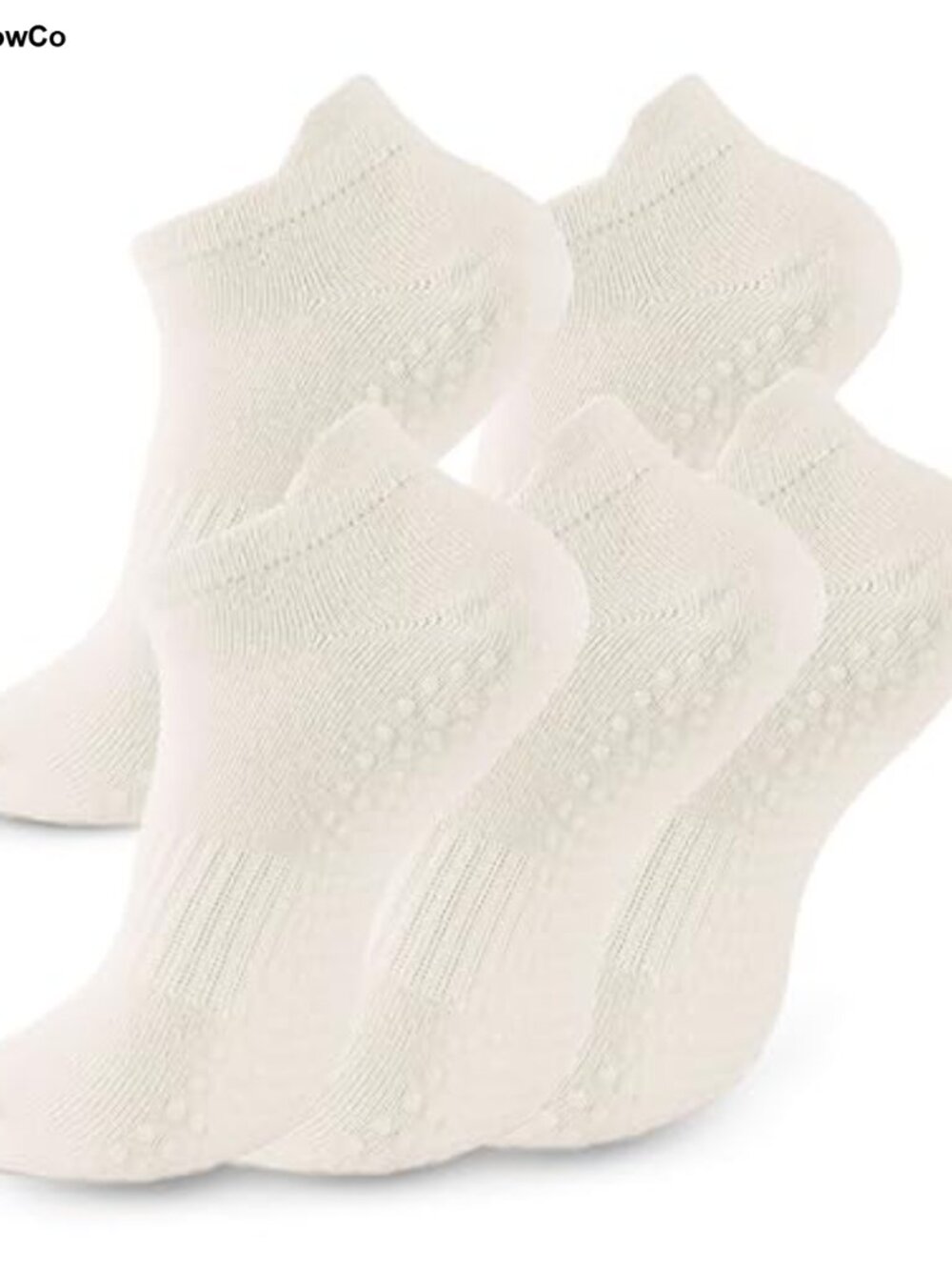 Pilates Socks with Grips for Women Non Slip Yoga Barre Hospital Crew 5 Pairs